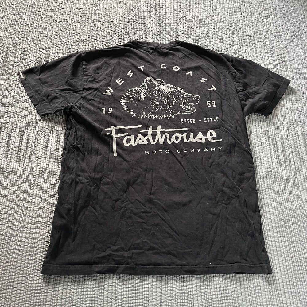 Fasthouse 1968 West Coast Bear Moto Co T-Shirt Black Men’s Large Graphic Tee